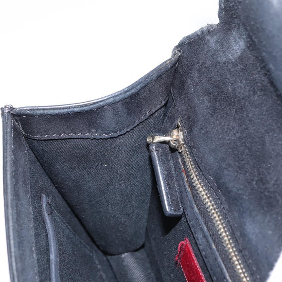 VALENTINO Studs Chain Shoulder Bag Enamel Black Silver Auth bs31222