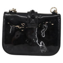 VALENTINO Studs Chain Shoulder Bag Enamel Black Silver Auth bs31222-2