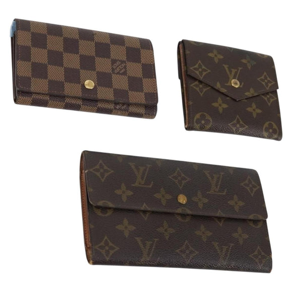 LOUIS VUITTON Monogram Damier Ebene Wallet 3 Set LV Auth bs31237