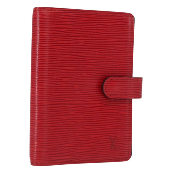 LOUIS VUITTON Taiga Agenda PM Day Planner Cover Red Akajou R2004E Auth bs31254