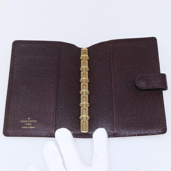 LOUIS VUITTON Taiga Agenda PM Day Planner Cover Acajou R20416 LV Auth bs31257