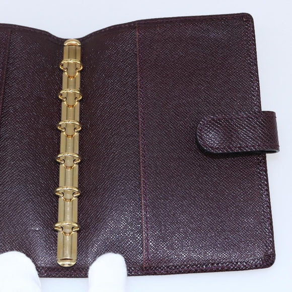 LOUIS VUITTON Taiga Agenda PM Day Planner Cover Acajou R20416 LV Auth bs31257