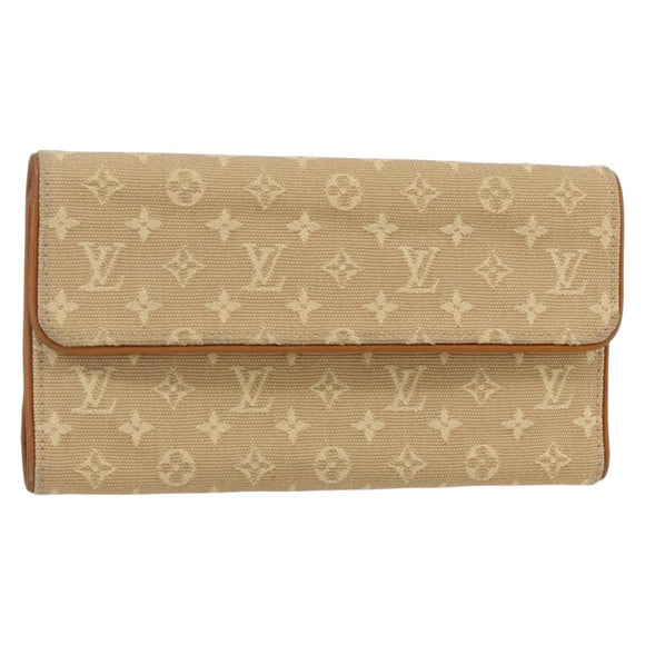 LOUIS VUITTON Monogram Mini Lin Porte Tresor Wallet Beige M92444 LV Auth bs31259