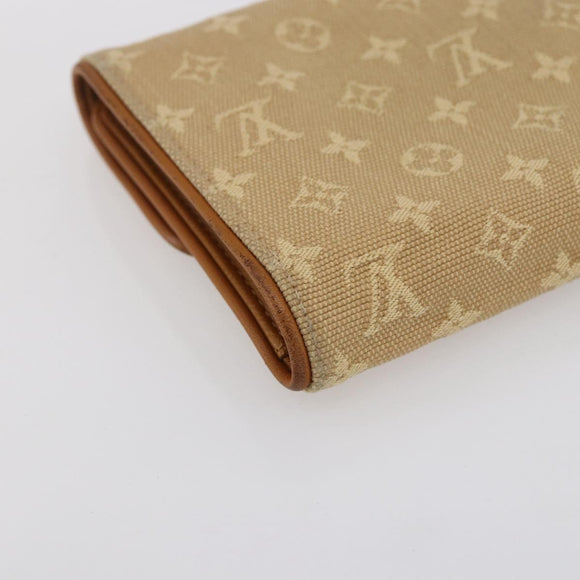 LOUIS VUITTON Monogram Mini Lin Porte Tresor Wallet Beige M92444 LV Auth bs31259