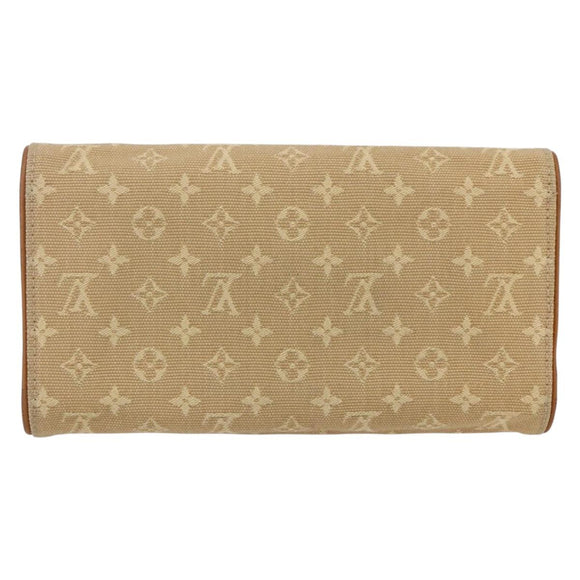 LOUIS VUITTON Monogram Mini Lin Porte Tresor Wallet Beige M92444 LV Auth bs31259