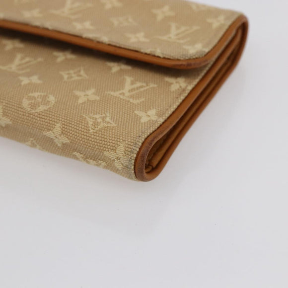 LOUIS VUITTON Monogram Mini Lin Porte Tresor Wallet Beige M92444 LV Auth bs31259