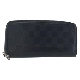 LOUIS VUITTON Damier Infini Zippy Wallet Vertical Black N63549 LV Auth bs31260