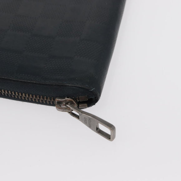 LOUIS VUITTON Damier Infini Zippy Wallet Vertical Black N63549 LV Auth bs31260