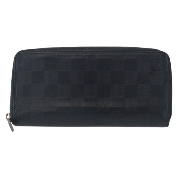 LOUIS VUITTON Damier Infini Zippy Wallet Vertical Black N63549 LV Auth bs31260