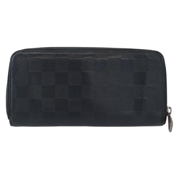 LOUIS VUITTON Damier Infini Zippy Wallet Vertical Black N63549 LV Auth bs31260