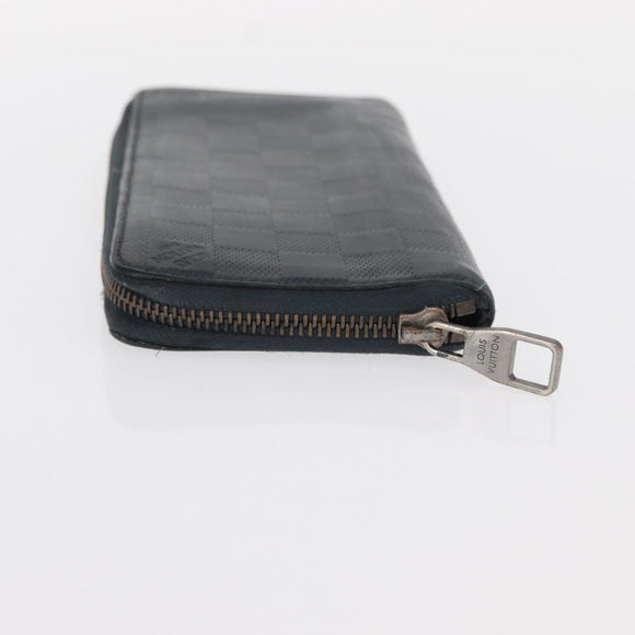 LOUIS VUITTON Damier Infini Zippy Wallet Vertical Black N63549 LV Auth bs31260