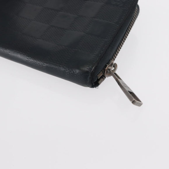LOUIS VUITTON Damier Infini Zippy Wallet Vertical Black N63549 LV Auth bs31260