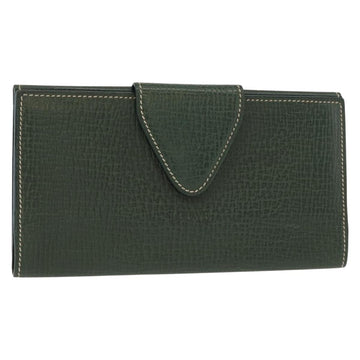 LOEWE Long Wallet Leather Green Auth bs31262