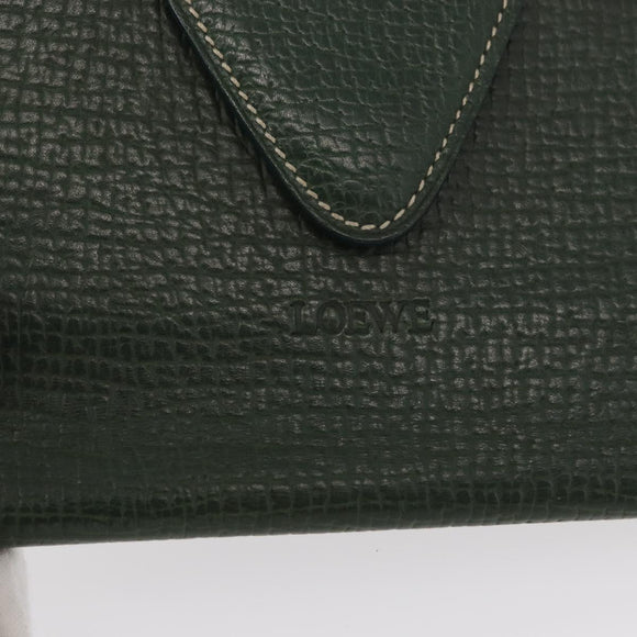 LOEWE Long Wallet Leather Green Auth bs31262