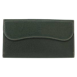 LOEWE Long Wallet Leather Green Auth bs31262 - 0