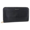 TIFFANY&Co. Long Wallet Leather Black Gold Auth bs31263-1
