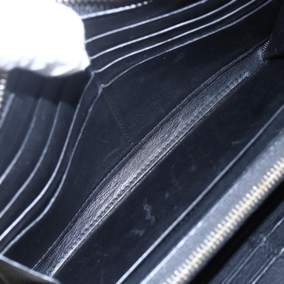 TIFFANY&Co. Long Wallet Leather Black Gold Auth bs31263