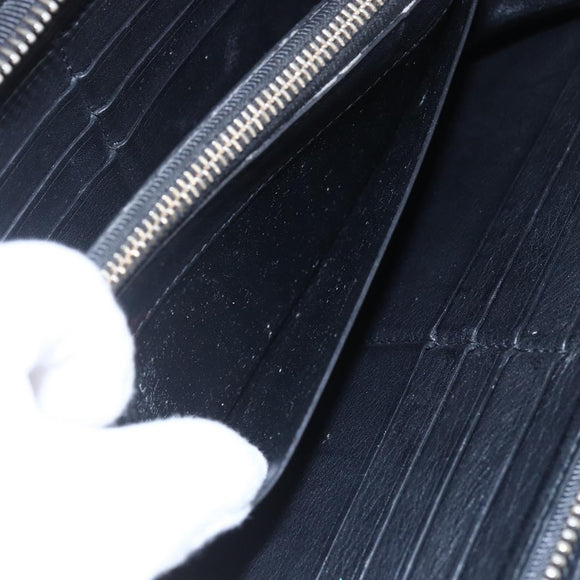 TIFFANY&Co. Long Wallet Leather Black Gold Auth bs31263