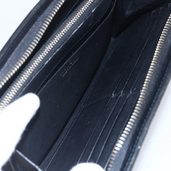 TIFFANY&Co. Long Wallet Leather Black Gold Auth bs31263