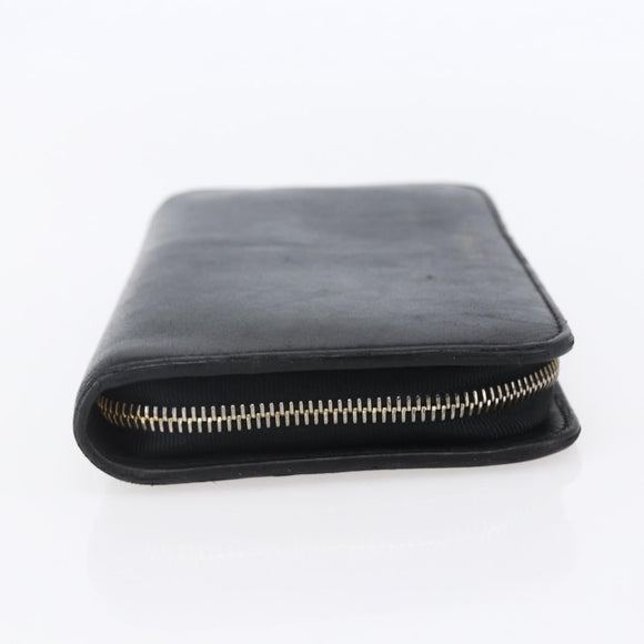 TIFFANY&Co. Long Wallet Leather Black Gold Auth bs31263