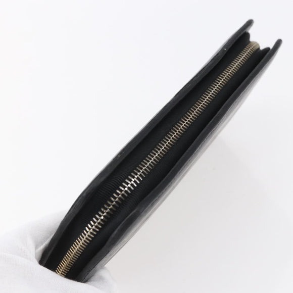 TIFFANY&Co. Long Wallet Leather Black Gold Auth bs31263