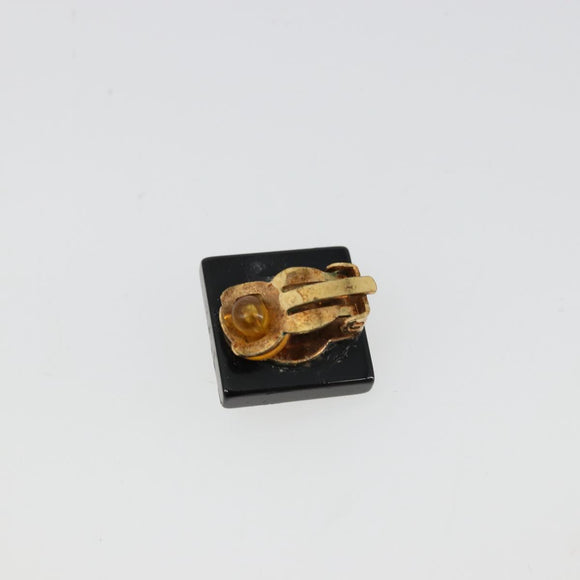 CHANEL Earring metal Black CC Auth bs31265