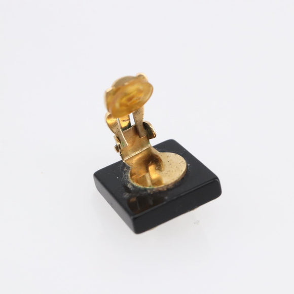 CHANEL Earring metal Black CC Auth bs31265
