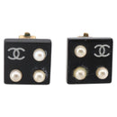 CHANEL Earring metal Black CC Auth bs31265-2