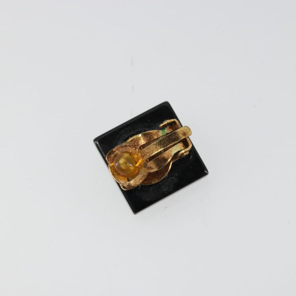 CHANEL Earring metal Black CC Auth bs31265