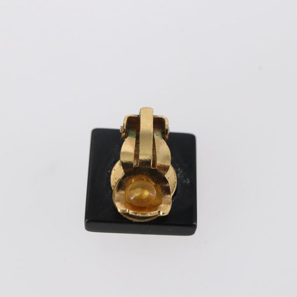 CHANEL Earring metal Black CC Auth bs31265