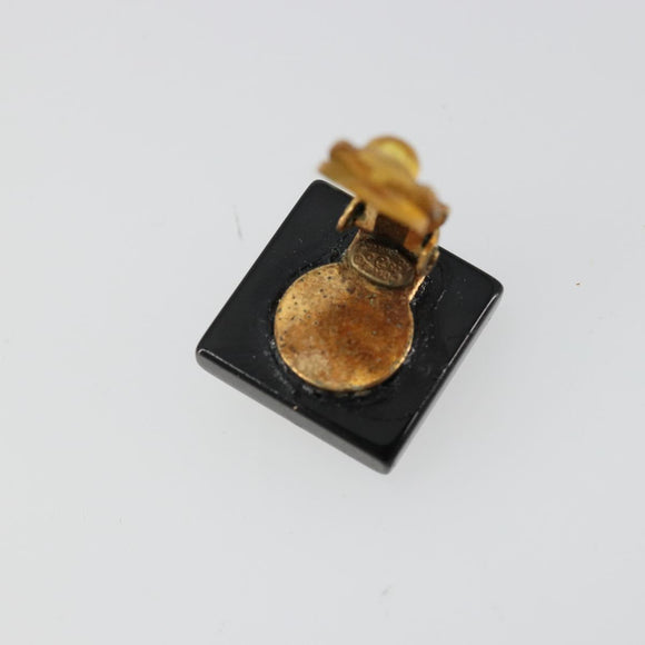 CHANEL Earring metal Black CC Auth bs31265