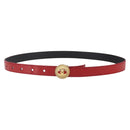 CHANEL Belt Leather 32.7"" Red Gold CC Auth bs31268-1