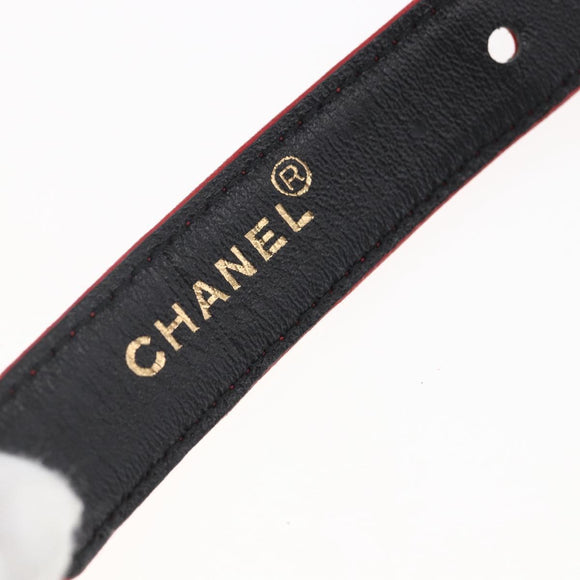 CHANEL Belt Leather 32.7"" Red Gold CC Auth bs31268