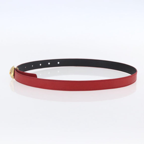 CHANEL Belt Leather 32.7"" Red Gold CC Auth bs31268
