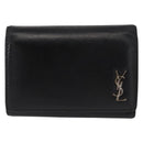 SAINT LAURENT Key Case Leather Black Silver Auth bs31269-2
