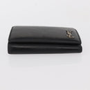 SAINT LAURENT Key Case Leather Black Silver Auth bs31269-7