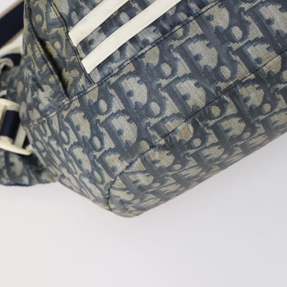 Christian Dior Trotter Canvas Backpack PVC Blue Silver Auth bs31270