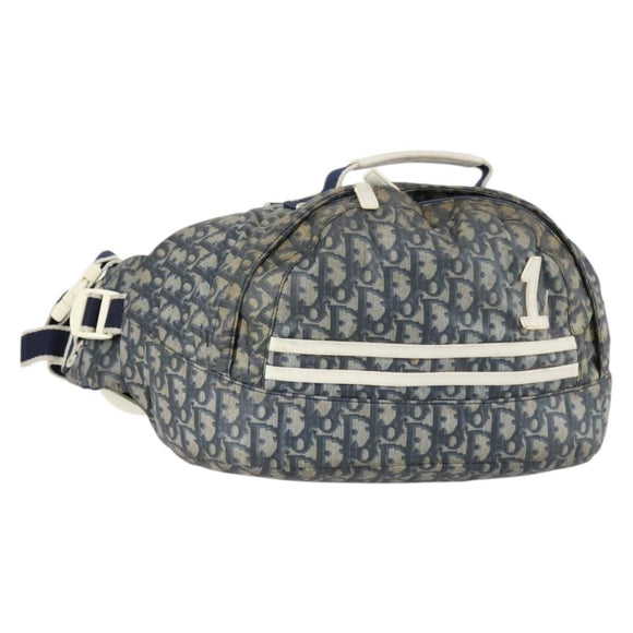 Christian Dior Trotter Canvas Backpack PVC Blue Silver Auth bs31270