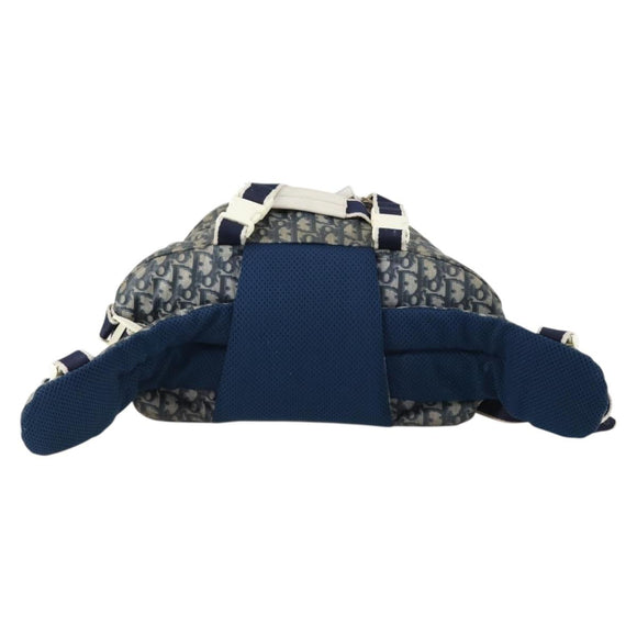 Christian Dior Trotter Canvas Backpack PVC Blue Silver Auth bs31270