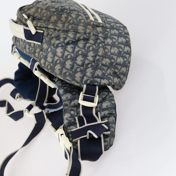 Christian Dior Trotter Canvas Backpack PVC Blue Silver Auth bs31270