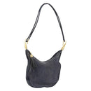 CELINE Shoulder Bag Canvas Leather Navy Gold Auth bs31271-1