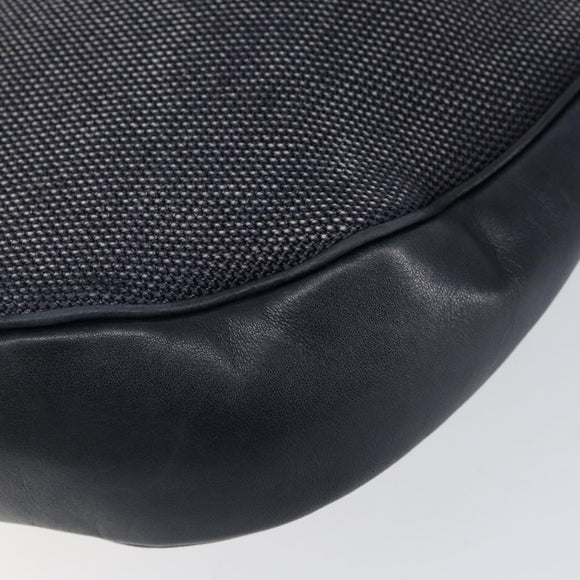 CELINE Shoulder Bag Canvas Leather Navy Gold Auth bs31271