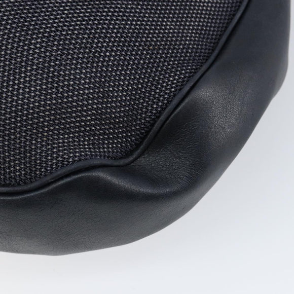 CELINE Shoulder Bag Canvas Leather Navy Gold Auth bs31271