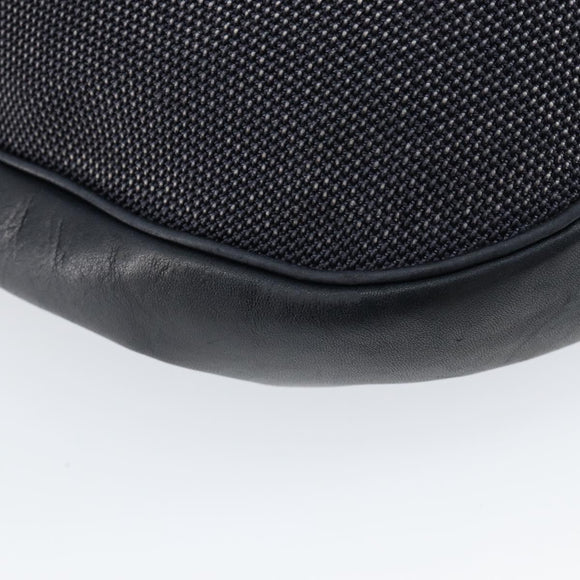 CELINE Shoulder Bag Canvas Leather Navy Gold Auth bs31271