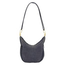 CELINE Shoulder Bag Canvas Leather Navy Gold Auth bs31271-2