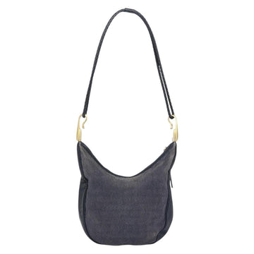 CELINE Shoulder Bag Canvas Leather Navy Gold Auth bs31271 - 0