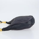 CELINE Shoulder Bag Canvas Leather Navy Gold Auth bs31271-4