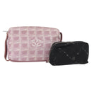 CHANEL New Travel Line Pouch Nylon 2 Set Pink Black CC Auth bs31272-1