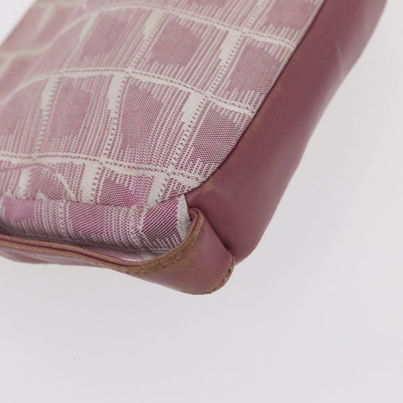 CHANEL New Travel Line Pouch Nylon 2 Set Pink Black CC Auth bs31272