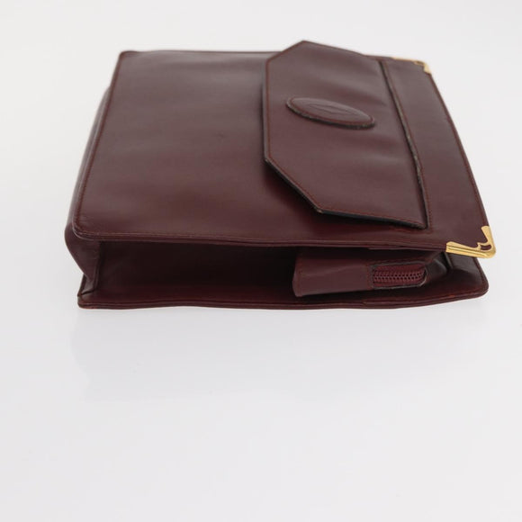 CARTIER Must Line Clutch Bag Leather 2 Set Bordeaux Auth bs31274